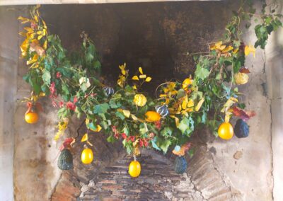 guirlande de feuillage et coloquintes dans les appartements médiévaux